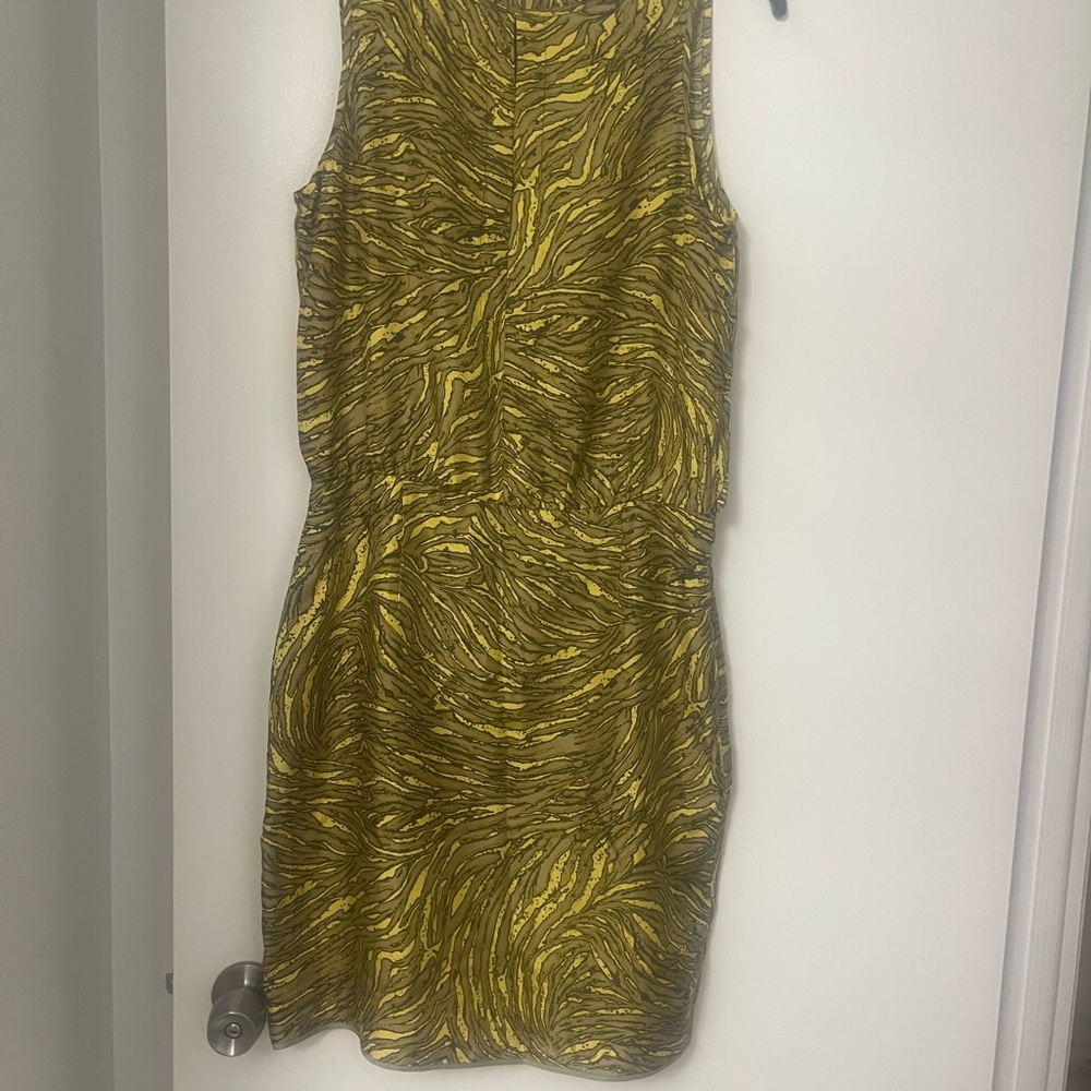Tibi Yellow and Brown Mini Dress